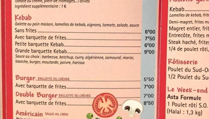 Asta Pizza Astaffort -  Menu - Astaffort