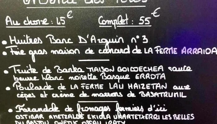 Bar Restaurant Etorri -  Menu - Ascain