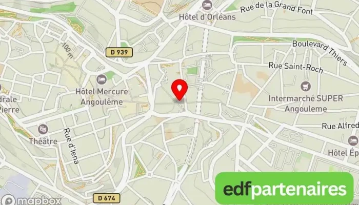 carte de Centre commercial Champ de Mars Centre commercial, Librairie, Magasin de vêtements, Magasin d'informatique, Restauration rapide, Bijoutier, Opticien, Parfumerie, Pharmacie, Magasin d'articles de sports à Angoulême