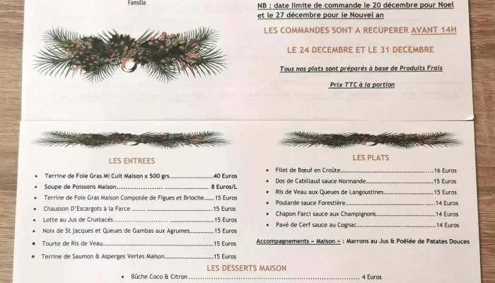 Chignaguet Traiteur Restauration Pompadour -  Menu - Arnac-pompadour