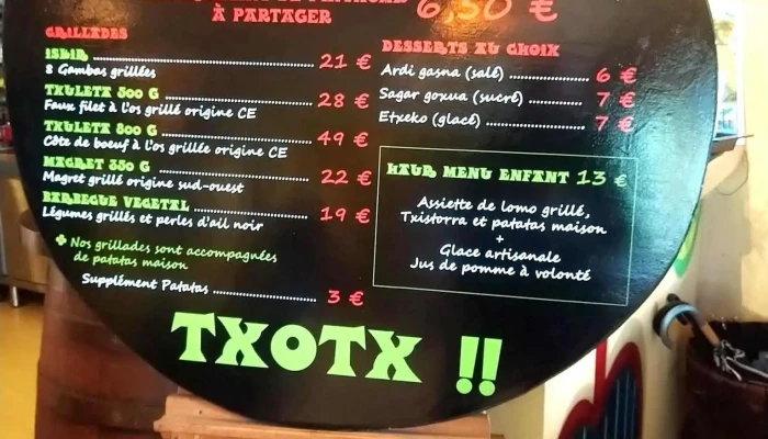 Cidrerie Berri Ex Txopinondo   Ascain   Restaurant Menu - Ascain