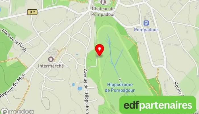 carte de Hippodrome de Pompadour Champ de courses à Saint-Sornin-Lavolps