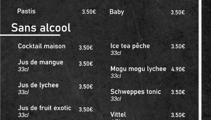 Hoa Binh Restaurant -  Menu - Chauvigny