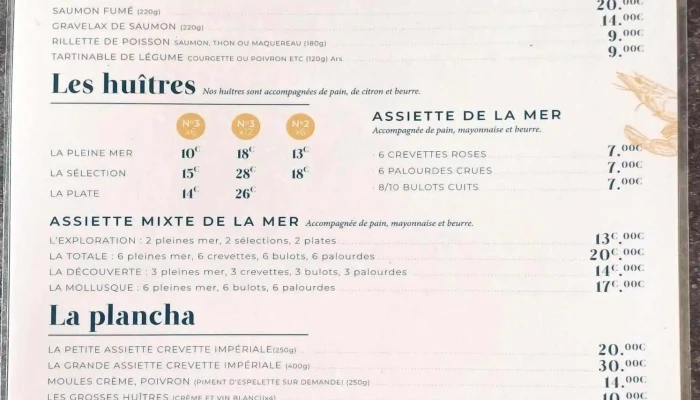 Huitre Dore Menu - Ars-en-ré