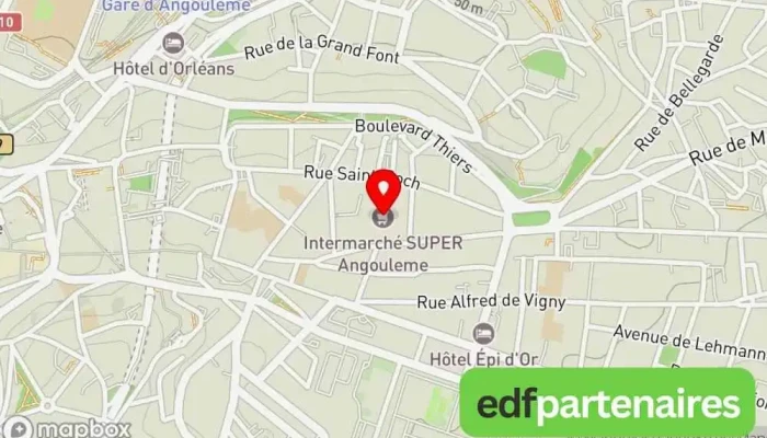 carte de Intermarché SUPER Angouleme Supermarché, Boulangerie, Boucherie-charcuterie, Produits laitiers, Poissonnerie, Marché de produits frais, Magasin de produits surgelés, Épicerie, Magasin de vins et spiritueux, Magasin d'alimentation bio à Angoulême
