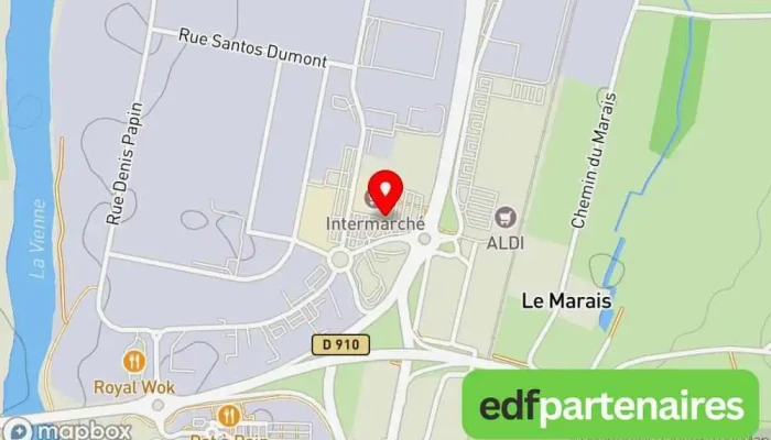 carte de Intermarché SUPER Châtellerault Supermarché, Boulangerie, Boucherie-charcuterie, Produits laitiers, Poissonnerie, Marché de produits frais, Magasin de produits surgelés, Épicerie, Magasin de vins et spiritueux, Magasin d'alimentation bio à Châtellerault