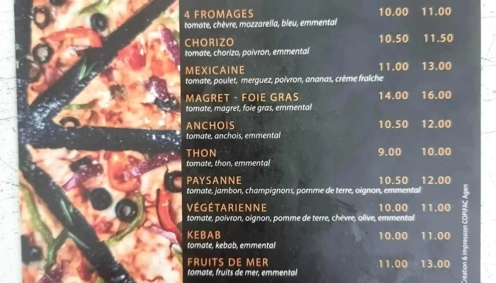 Kebab Pizzeria Aiguillon -  Menu - Aiguillon