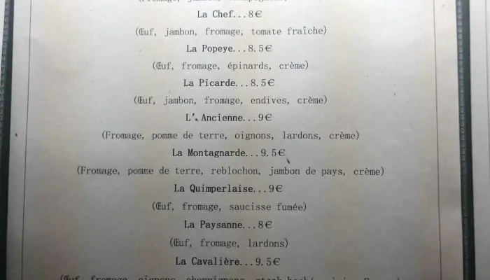 La Creperie Menu - Ahun