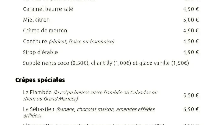 La Creperie Tchanquee Menu - Arès