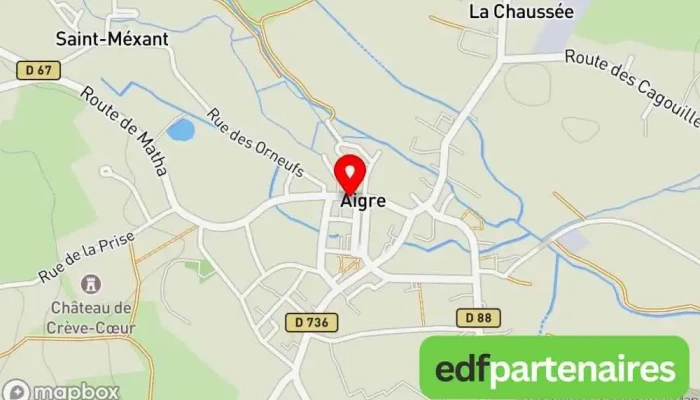 carte de La Fonciere Charentaise Agence immobilière, Société de gestion immobilière, Agence de location immobilière à Aigre