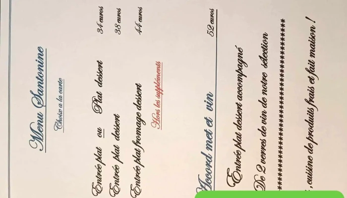 La Santonine -  Menu - Breuillet