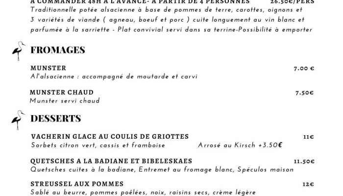 La Table Alsacienne 24 -    Winstub En Perigord Menu - Annesse-et-beaulieu