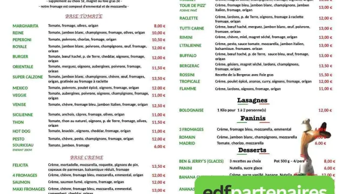 La Tour De Pizz Abzac Menu - Abzac