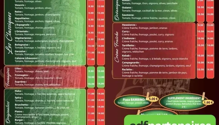 La Tour De Pizz Menu - Astaffort