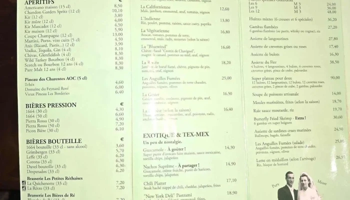 Le Cafe Du Commerce Menu - Ars-en-ré