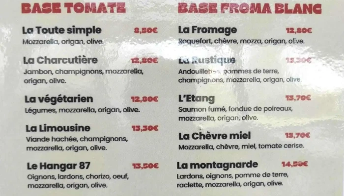 Le Hangar 87 -  Menu - Val-d'oire-et-gartempe