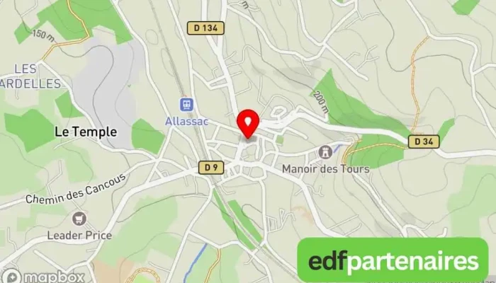 carte de Le quadra Bureau de tabac à Allassac