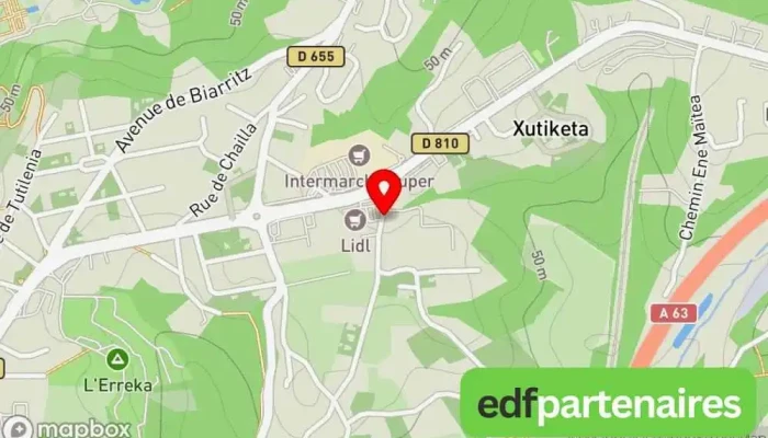carte de Lidl Supermarché à Bidart