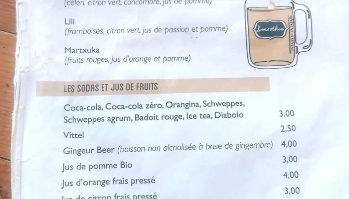 Martxuka -  Menu - Saint-jean-de-luz