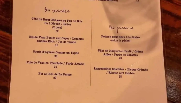 Ostalapia -  Menu - Ahetze