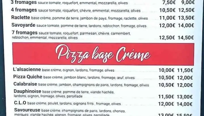 Pizzamel Menu - Saint-astier