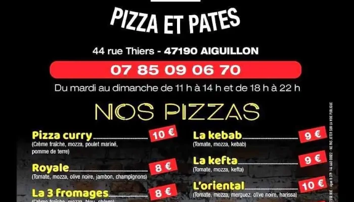 Pizzeria Chez Le D -  Menu - Aiguillon
