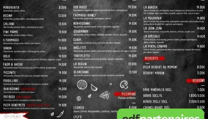 Renomets Bar Resto Pizzeria Menu - Aiffres