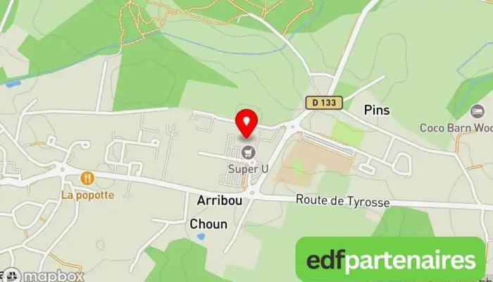 carte de Super U et Drive Supermarché à Angresse
