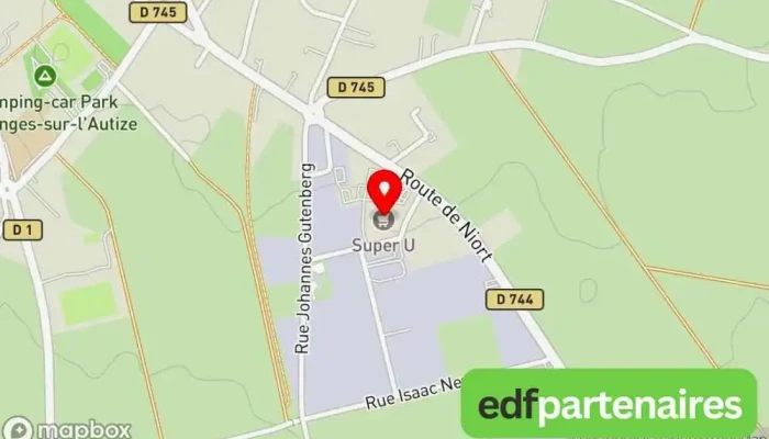 carte de Super U et Drive Supermarché, Librairie, Agence de location de voitures, Traiteur à Coulonges-sur-l'Autize