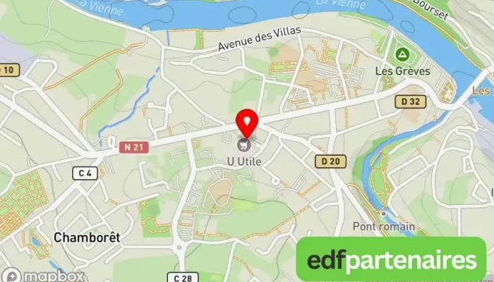 carte de Utile Supermarché, Agence de location de voitures à Aixe-sur-Vienne